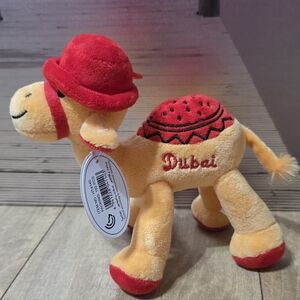 Souvenir Plush Camel From Dubai Toy with Red Accents